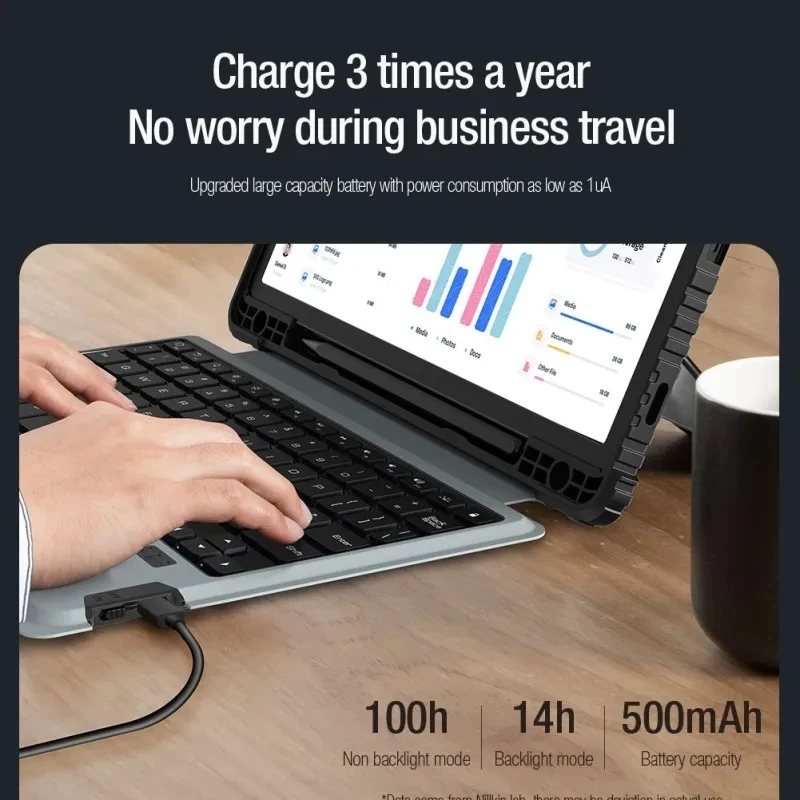 Mbështjellës bumper me tastierë NILLKIN 24010 për Samsung Galaxy Tab S9 11\", Bluetooth me touchpad, taste me ndriçim, e zezë