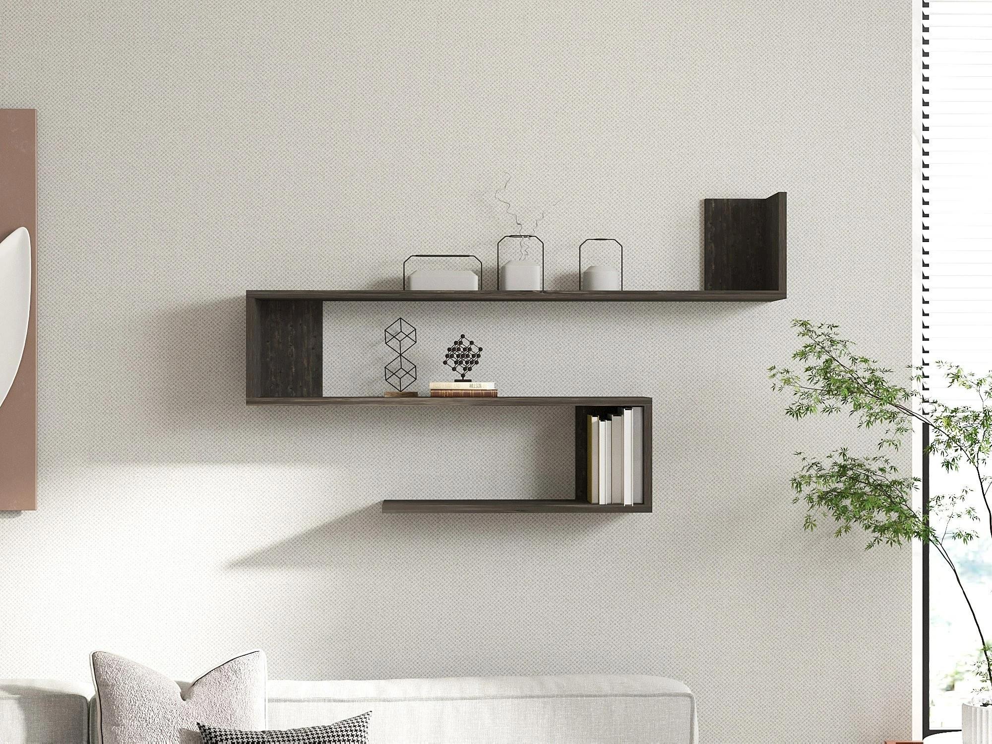 Raft muri, ngjyrë antracit, Hanah Home, Penne