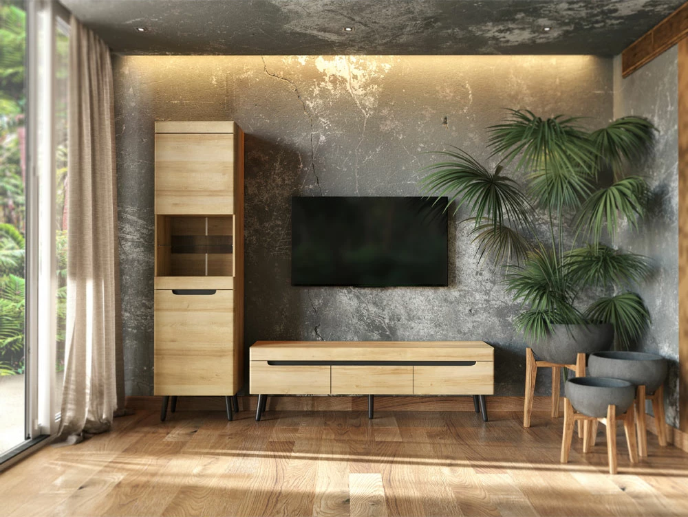 Komodë TV Grif, natyrale, 160x40x50