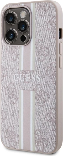 Mbështjellës Guess GUHMP13LP4RPSP për iPhone 13 Pro/13 6.1", 4G Printed Stripes MagSafe, Rozë