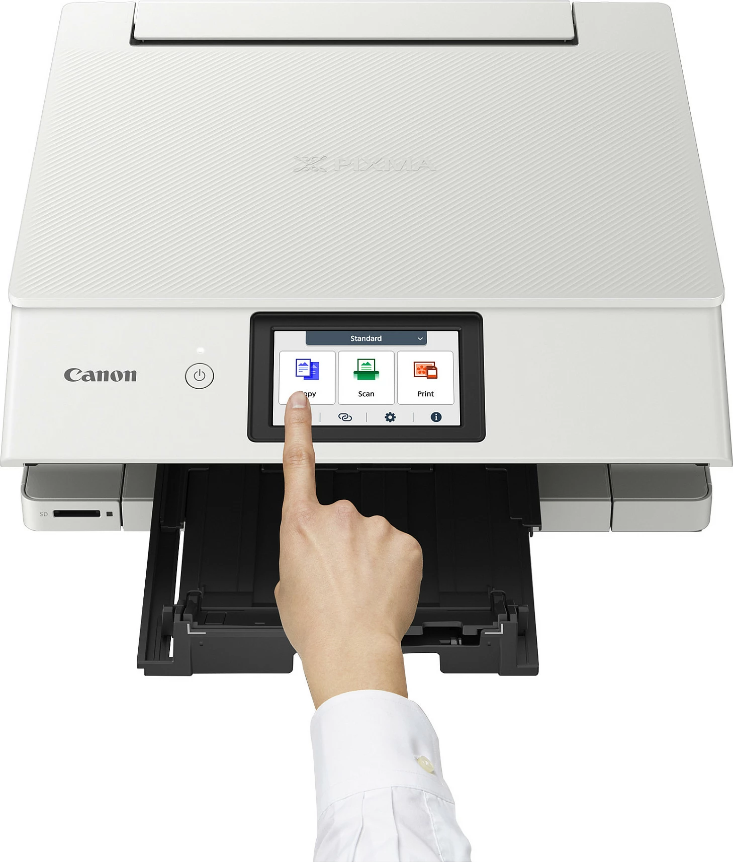 Printer multifunksional Canon PIXMA TS8751, inkjet me ngjyra, A4, Wi‑Fi, duplex, i bardhë