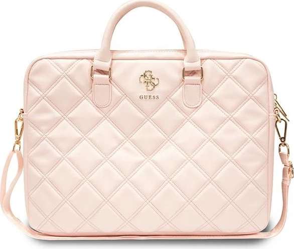 Çantë laptopi Guess Quilted 4G, 16 inç, lëkurë ekologjike, rozë