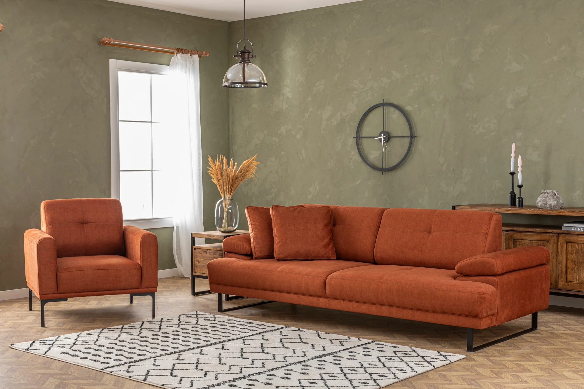 Divan-krevat 3 vendësh, ngjyrë portokalli, Atelier del Sofa, Mustang