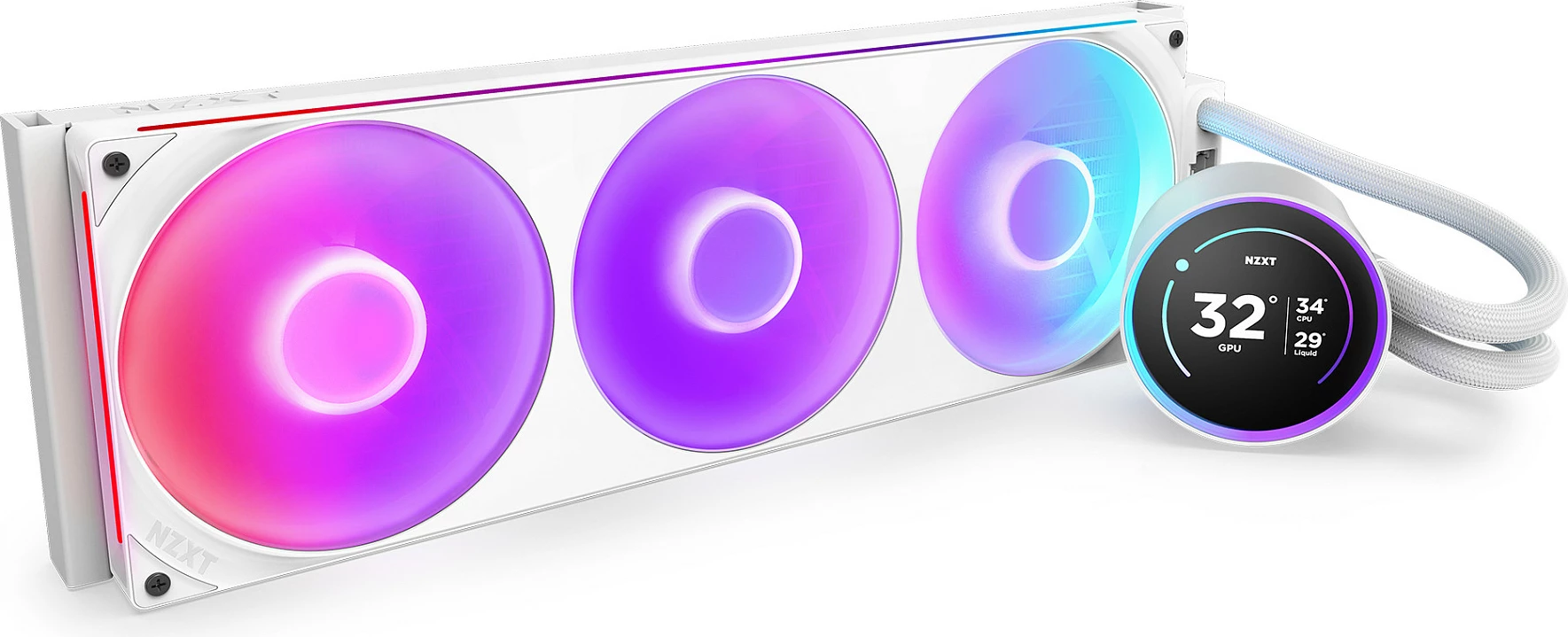 Ftohës uji AIO për CPU NZXT Kraken Elite V2 420 RGB, 3x140mm, ekran IPS, White
