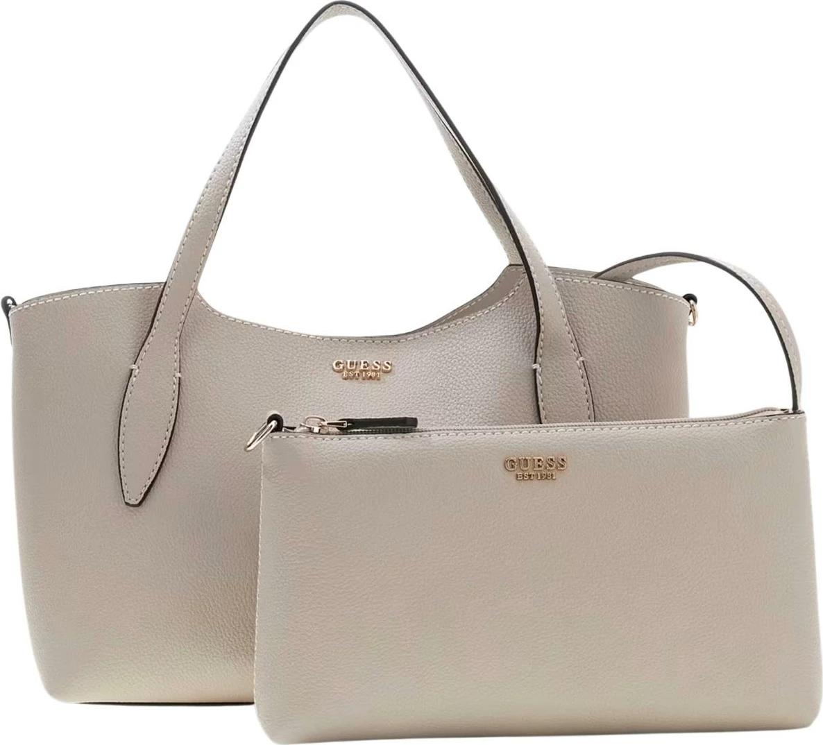 Çantë dore Guess Lucci Girlfriend Sat HWBG97 35060 për femra, taupe