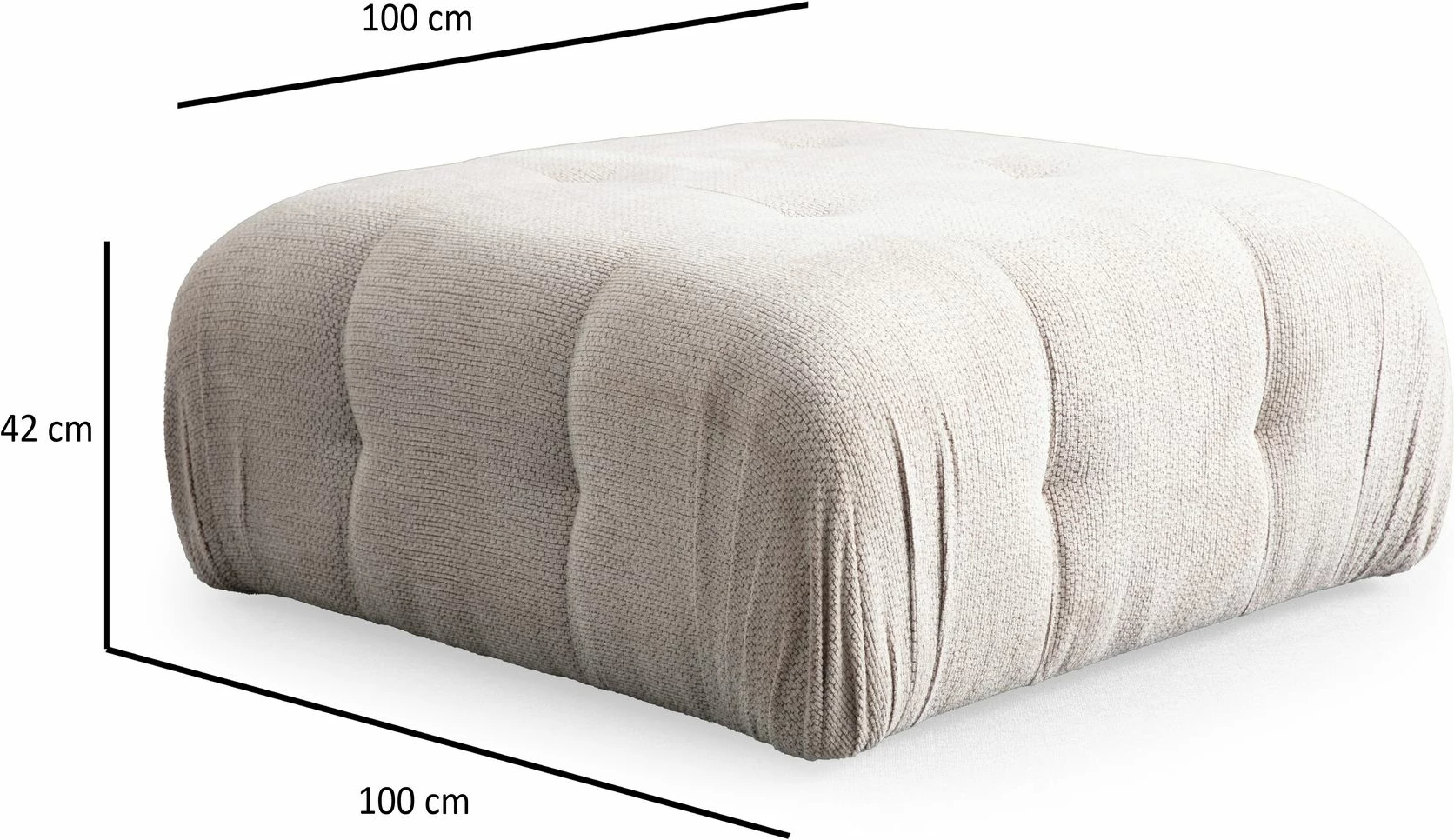 Këndare Amaris me pouffe, 2 vende, bezhë