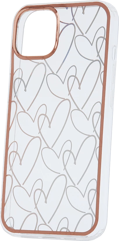 Mbështjellës silikoni ONASI 16686 Valentine Love për iPhone 14 Pro Max, transparent me kornizë rozë