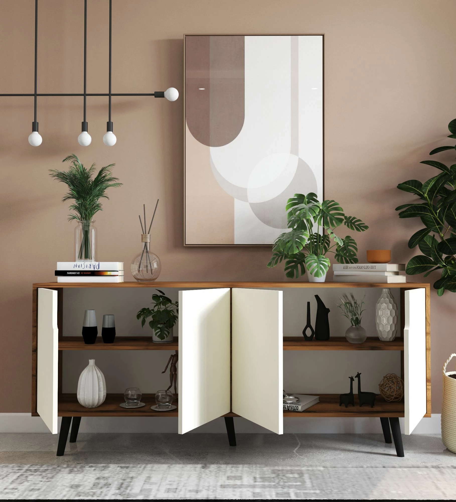 Konsolë moderne Latina, ngjyrë arre dhe e bardhë, Skye Decor, 180cm