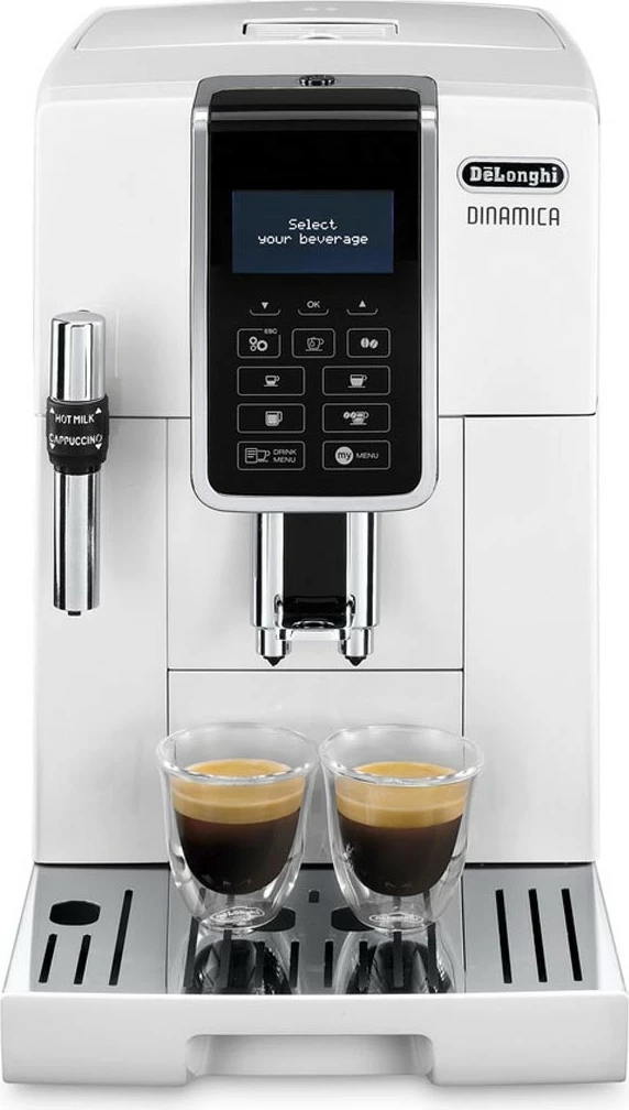 Makinë espresso De’Longhi Dinamica Ecam 350.35.W, 1.8 L, Kafe kokërr, Kafe e bluar, Mulli i integruar, 1450 W, Bardhë