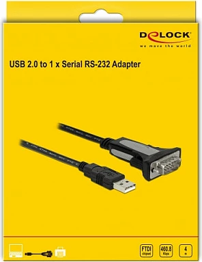 Adapter USB 2.0 Type-A në Serial RS-232 DB9 DeLOCK, 4 m, i zi