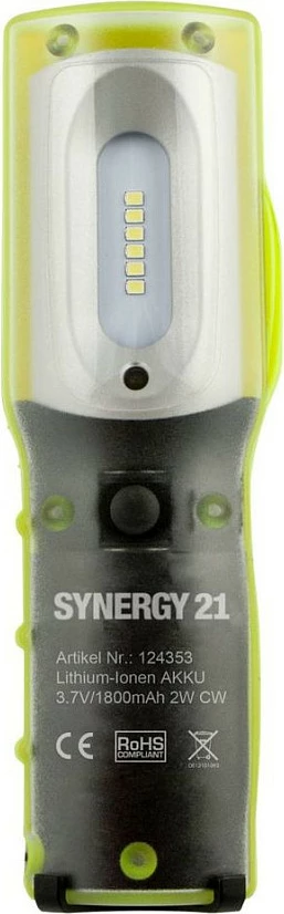Dritë pune LED rikarikueshme Synergy21 S21-LED-000740, 11W, IP54, 1800mAh, Zi/Verdhë