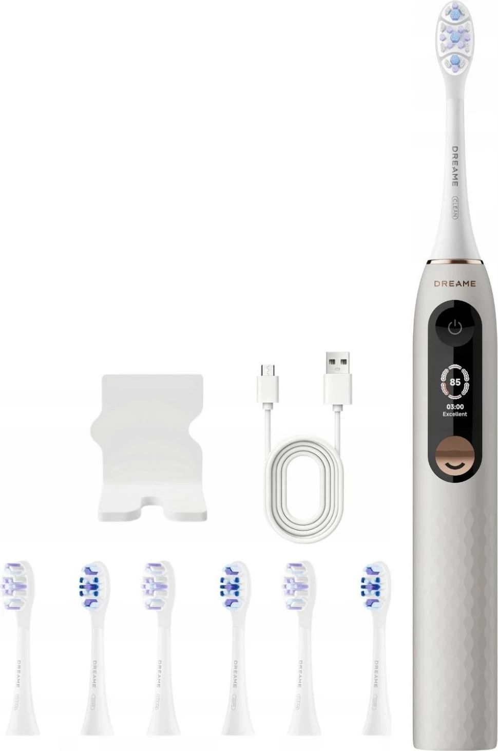 Furçë dhëmbësh sonike Dreame E10S Set, 6 koka, Bluetooth, ekran, rozë