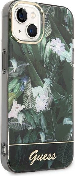 Mbështjellës Guess Jungle Collection për iPhone 14 Plus 6.7", i fortë, Gjelbër