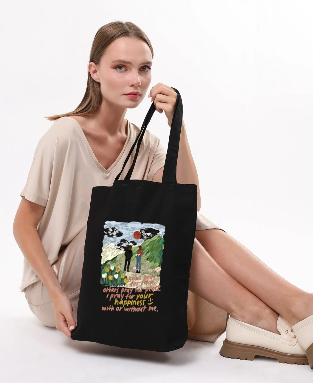 Çantë tote Zoozie Bags, 1881, e zezë, pambuk