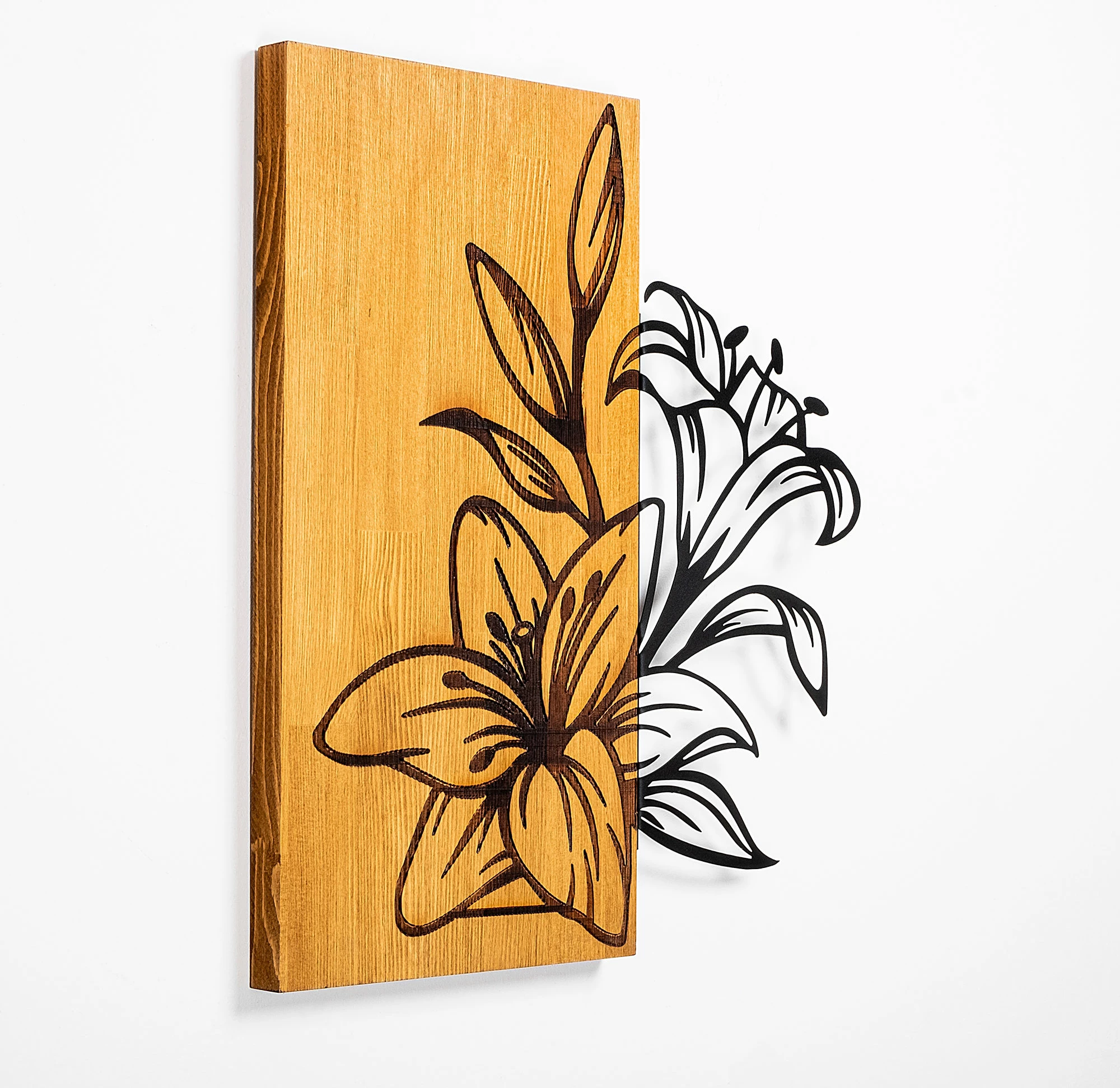 Aksesor dekorativ muri prej druri, Wallity, MA-280, ngjyrë arrë dhe e zezë