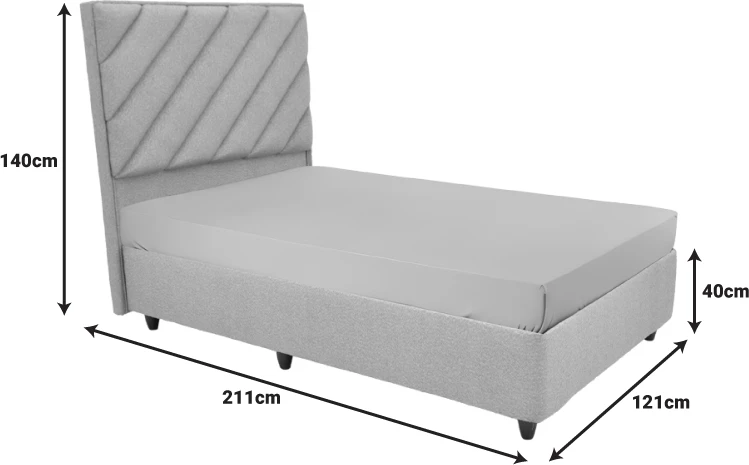 Krevat njësh Tito me hapësirë ruajtjeje, pëlhurë bouclé, ngjyrë kafe e çelët, 120x200cm