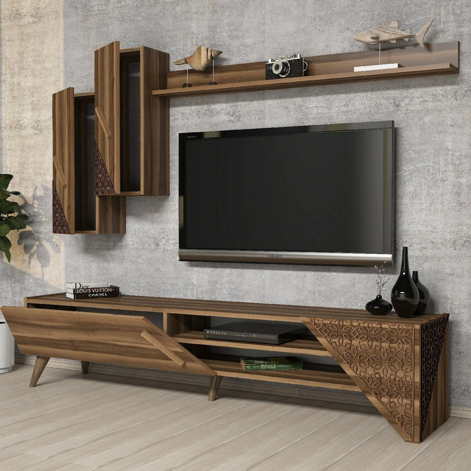 Komodë TV Hanah Home, Beril, ngjyrë arre