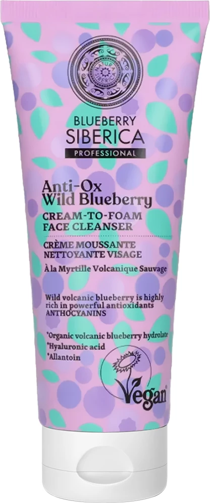 Foam për pastrim fytyre për femra Natura Siberica Blueberry Siberica Creamy, 75ml
