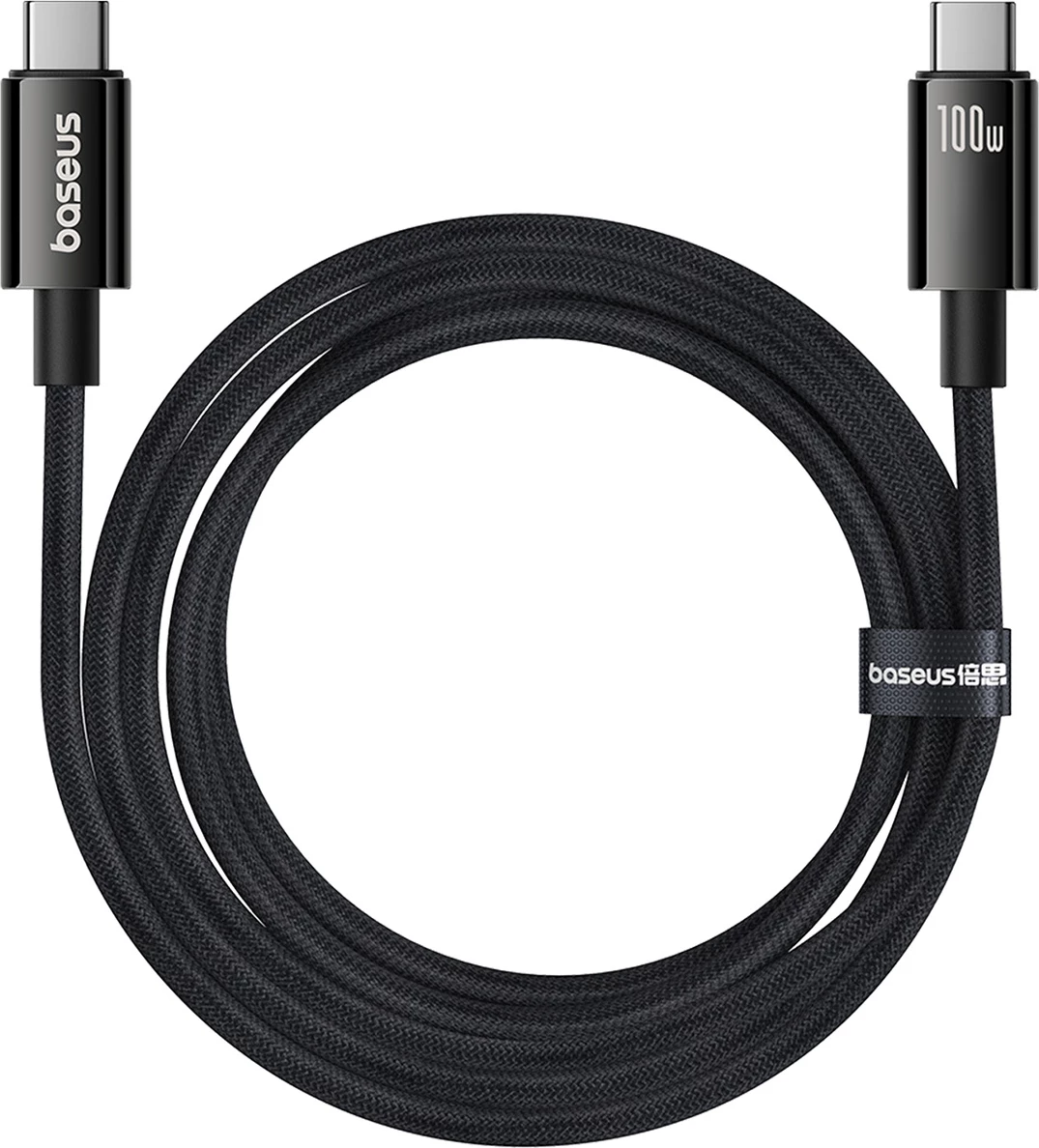 Kabllo USB-C në USB-C Baseus Tungsten Gold, 1.5m, 100W, 4K 60Hz, e zezë