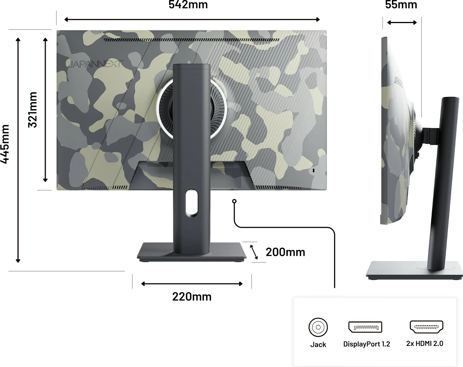 Monitor gaming JapanNext 23.8" Full HD, FreeSync, HDR, altoparlantë të integruar, i zi