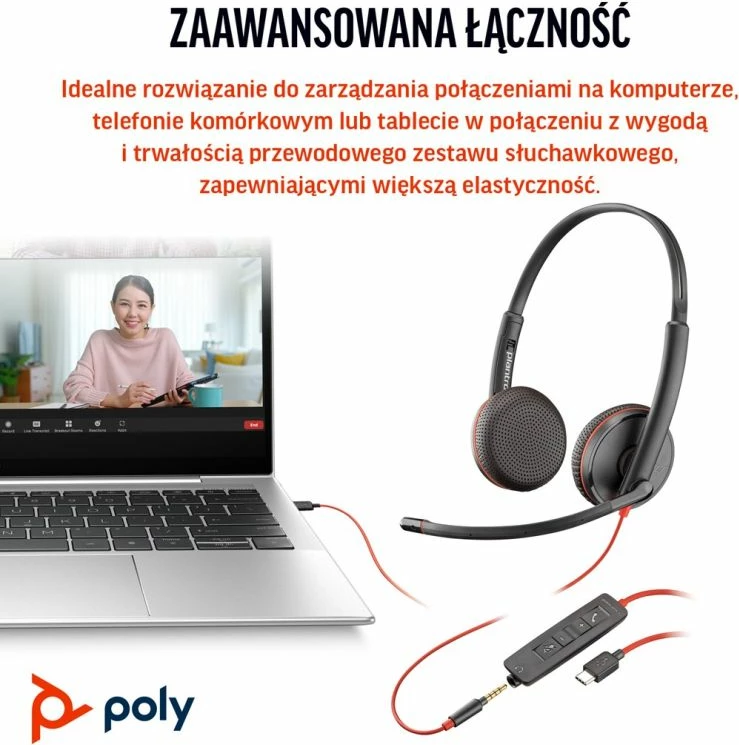 Kufje stereo Yakimasport Blackwire 3225 USB-C me mikrofon, të zeza