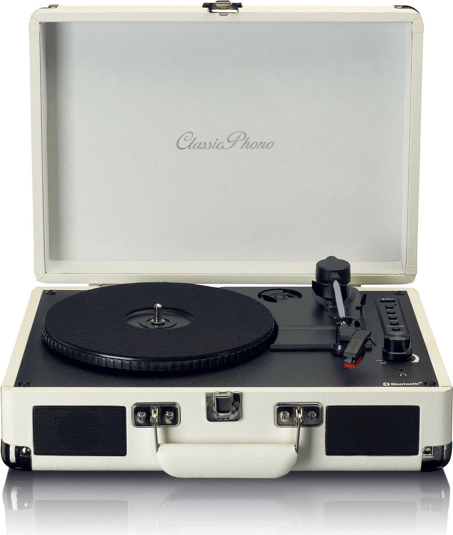 Gramafon Lenco TT-115, Bluetooth, 2 altoparlantë, USB, krem