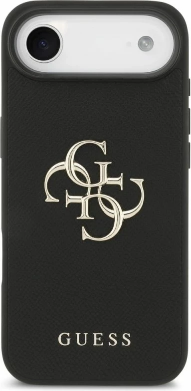 Kapak telefoni Guess Grained Big 4G & Classic Logo për iPhone Air, i zi