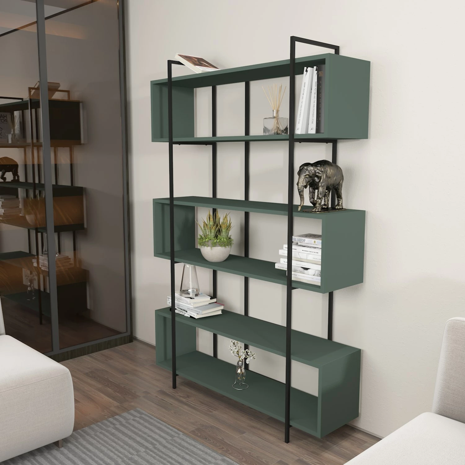 Raft librash Hanah Home, Bruti, ngjyrë e gjelbër dhe e zezë