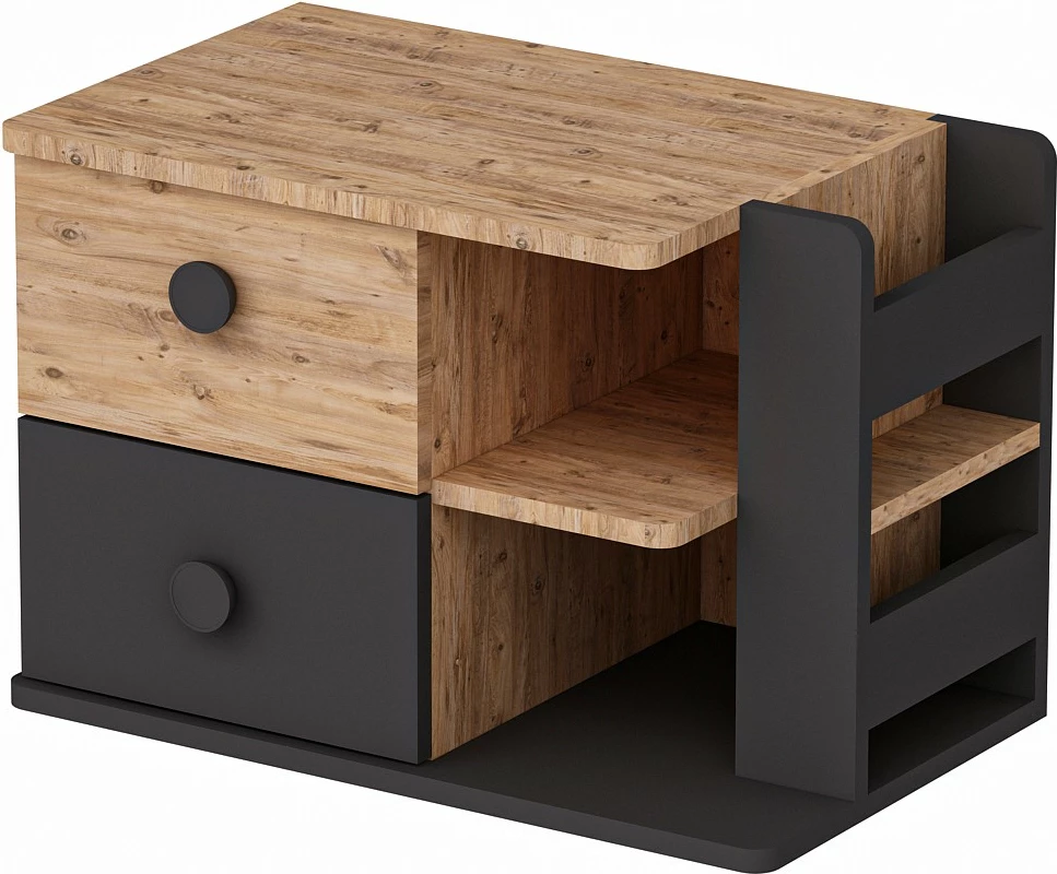 Komodinë natës Hanah Home, Valerin, ngjyrë Atlantic Pine dhe Antracit