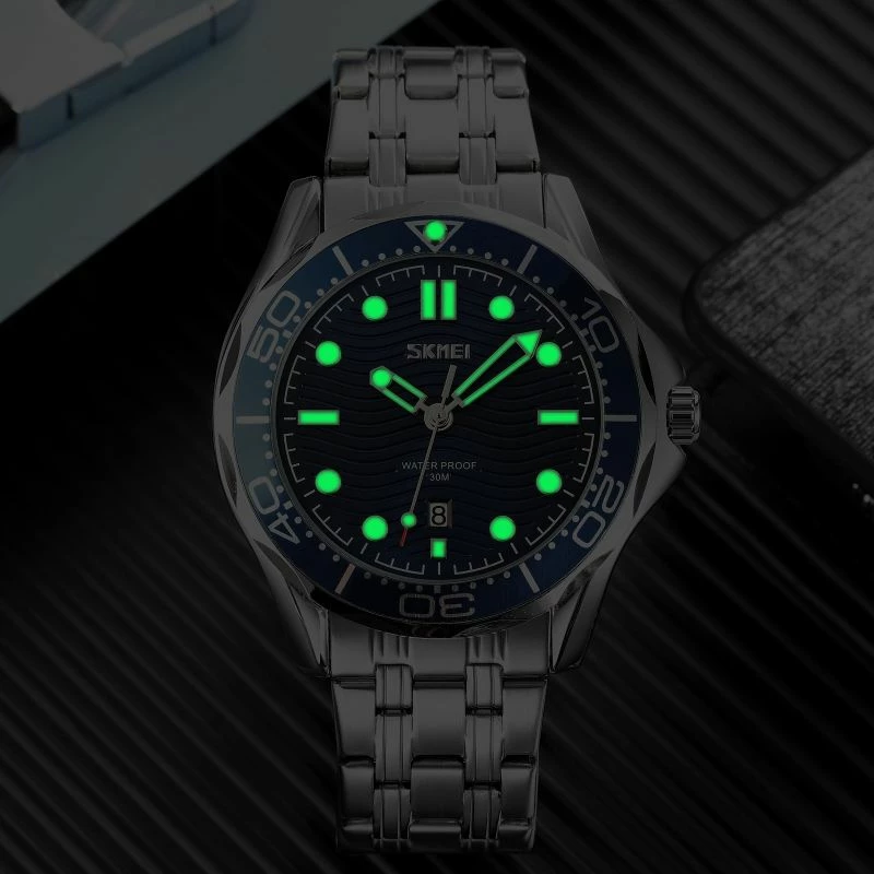 Orë dore për meshkuj Skmei, argjendtë/navy blue