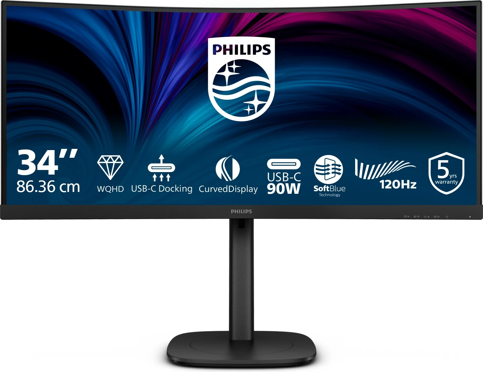 Monitor Philips 34B2U3600C, 34 inç, VA, UWQHD, 120Hz, USB-C