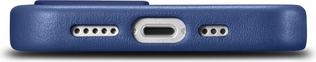 Mbështjellës iCarer për iPhone 14 Plus, lëkurë natyrale, MagSafe, Kaltër