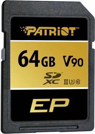 Kartelë memorje SDXC PATRIOT EP V90 64GB UHS-II Class 10 U3, 300/260 MB/s, zi/ari