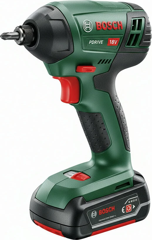 Bormashinë me bateri me goditje Bosch AdvancedImpact 18, 18V, 2x 1.5Ah Li-Ion, me koffer, gjelbër/zi