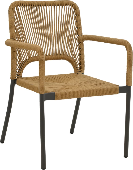 Karrige alumini Norture, e grumbullueshme, kornizë antracit, ratan natyral, 57x61x85cm