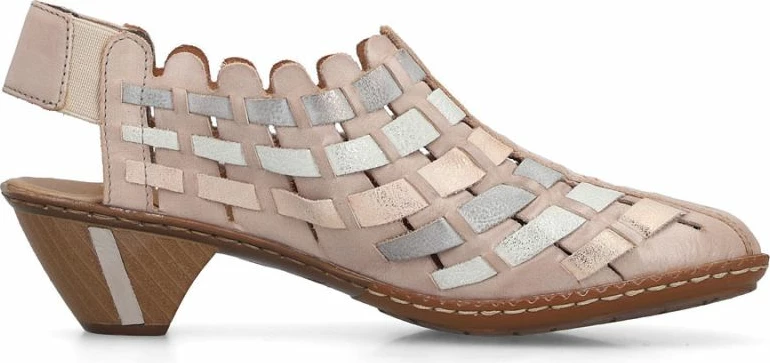 Këpucë me take për femra Rieker 46778-64, krem