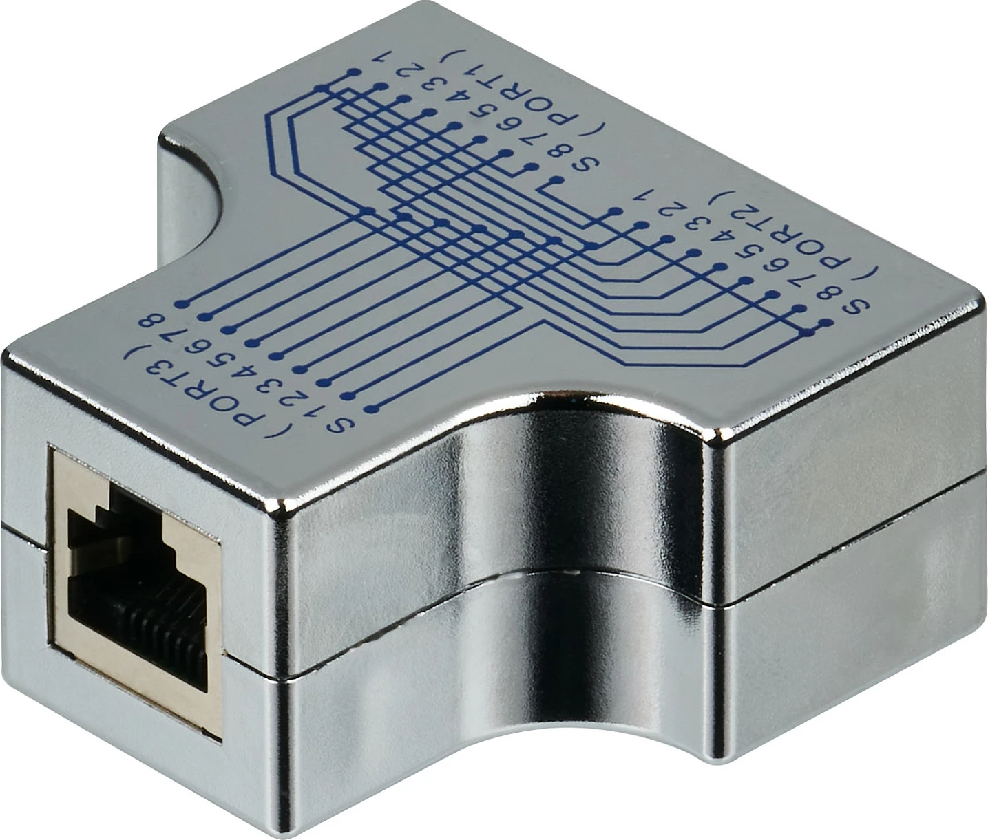 Adapter RJ45 EFB Elektronik T-Modular, 1xRJ45 në 2xRJ45, i ekranizuar, argjendtë