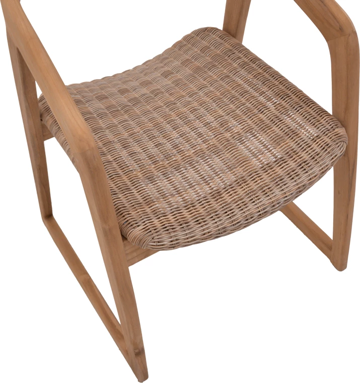 Karrige Somalia skelet alumini me këmbë druri teak, ngjyrë natyrale dhe kafe, 57x62x80cm
