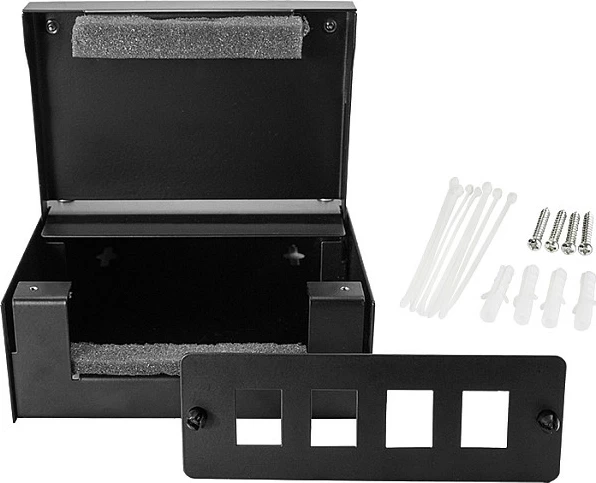 Kuti konsolidimi LogiLink për 4 Keystone Jack, metal, e zezë