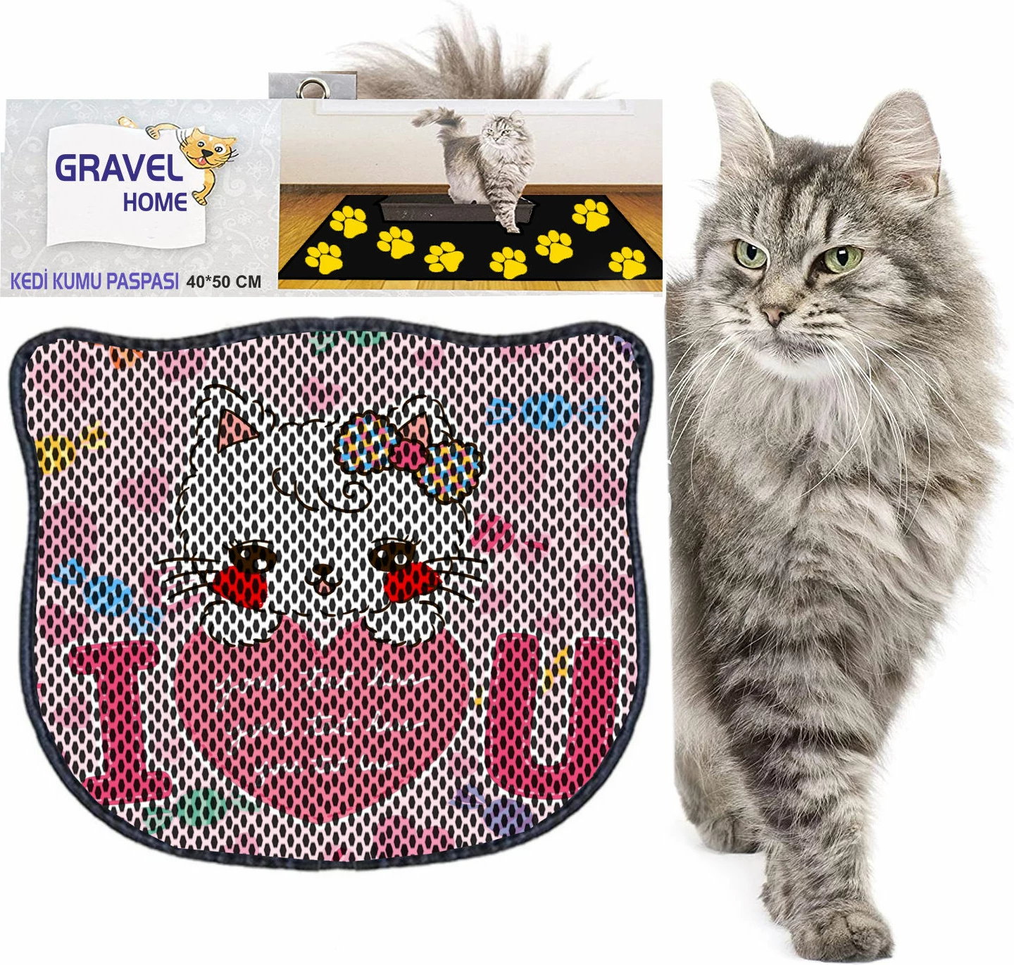 Tapet për rërë mace, shumëngjyrësh, Paws & Whiskers, Kdkafa0049, 40x50cm