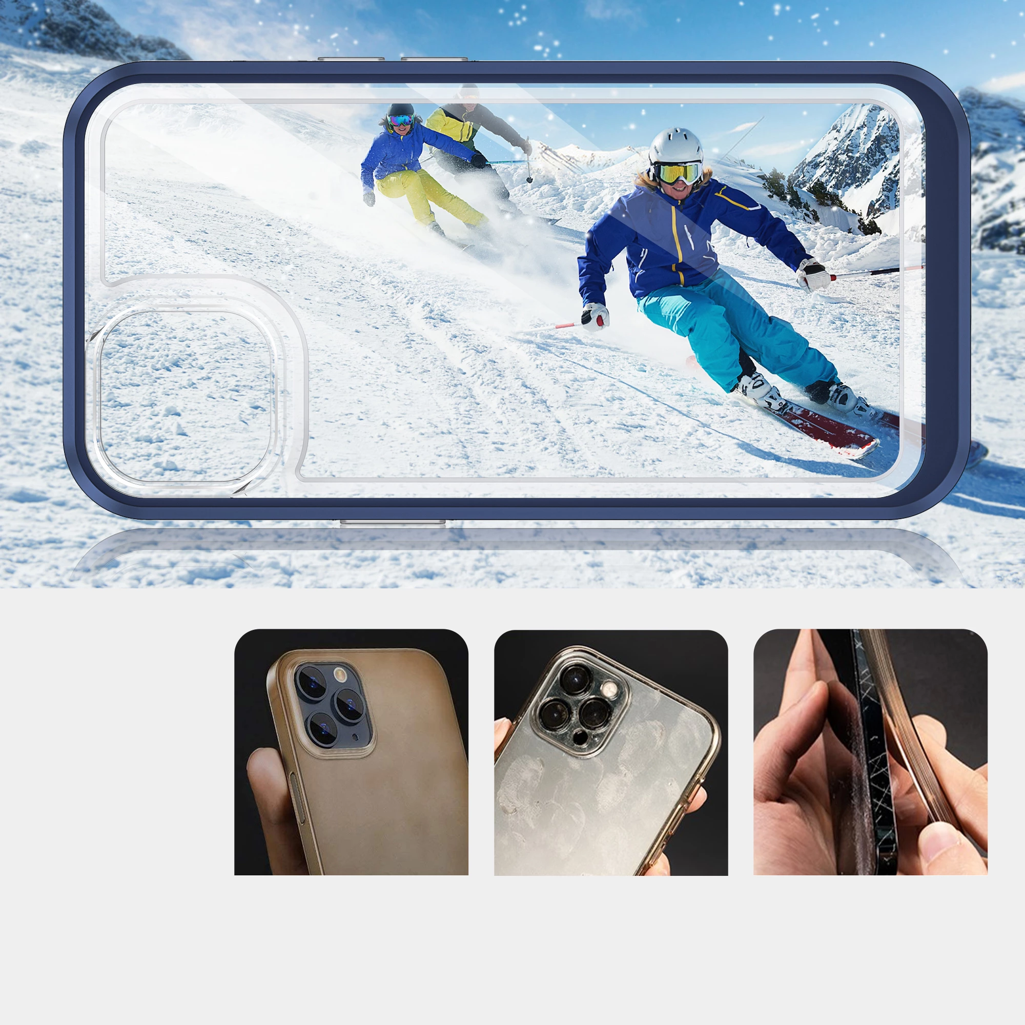 Mbështjellës Hurtel Hybrid Armor Clear 3 in 1 për iPhone 13, Kaltër/Transparent