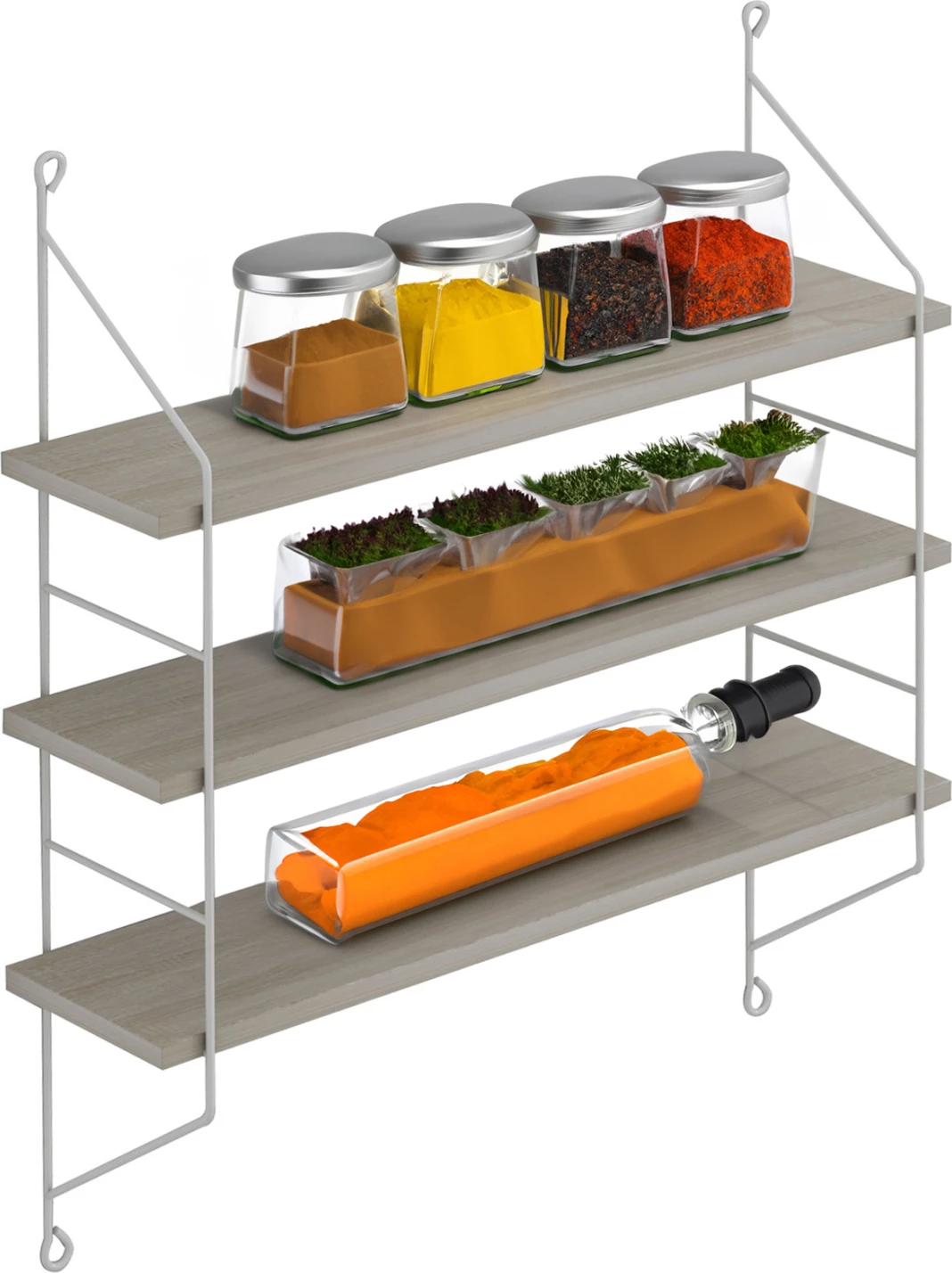 Rafta muri ACHALA FH9185.15 melaminë, kornizë e bardhë, 60x15x68H cm