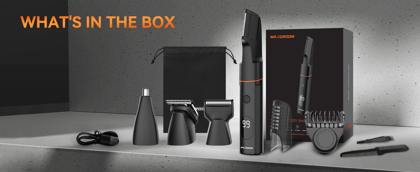 Makinë rroje multifunksionale MAXGROOM LK-881, IPX6, ekran LED, bateri 800 mAh, USB-C, set me maja zëvendësuese, e zezë