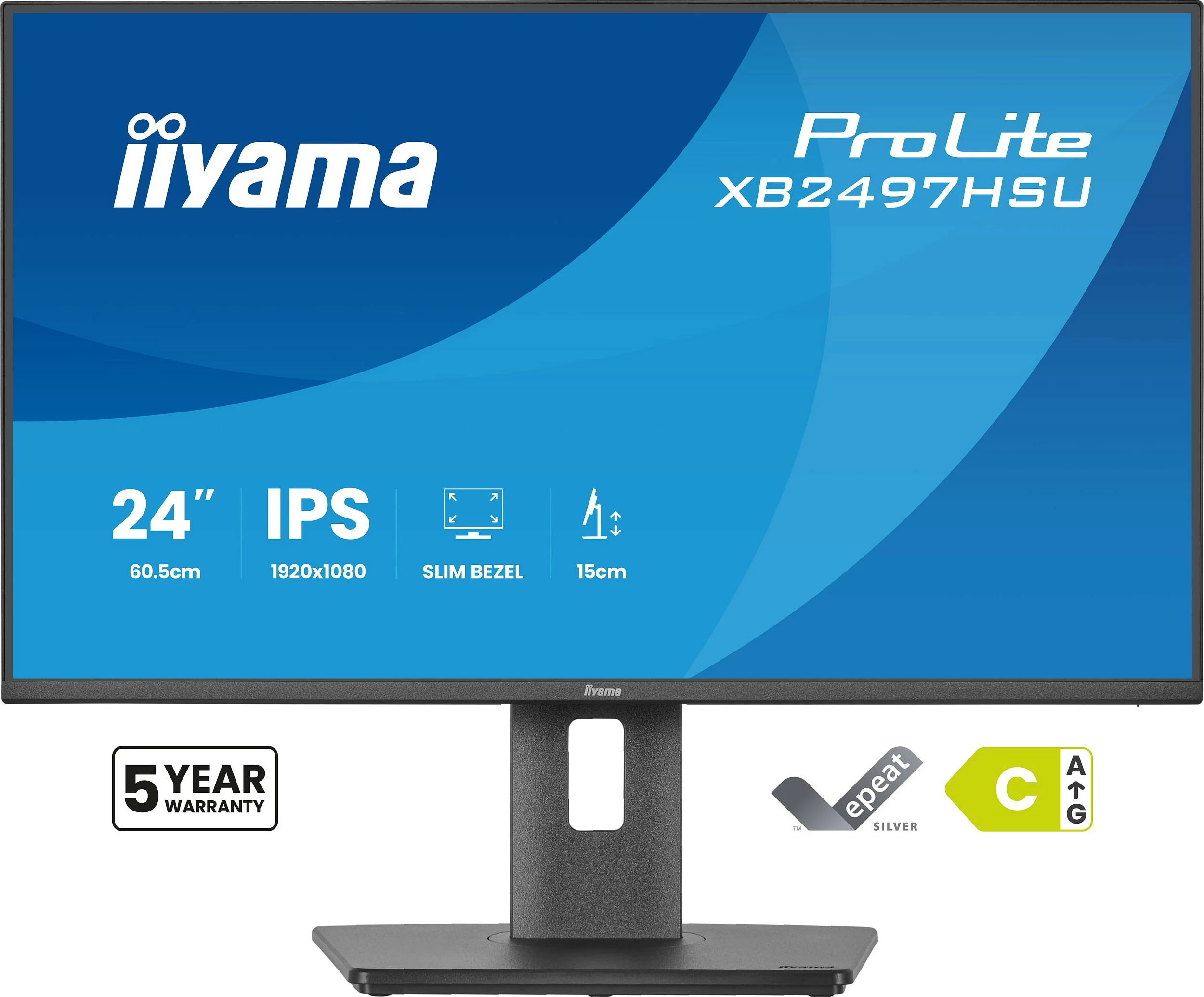 Monitor iiyama ProLite XB2497HSU-B1, 23.8", IPS, FHD 120Hz, HDMI/DisplayPort, zi