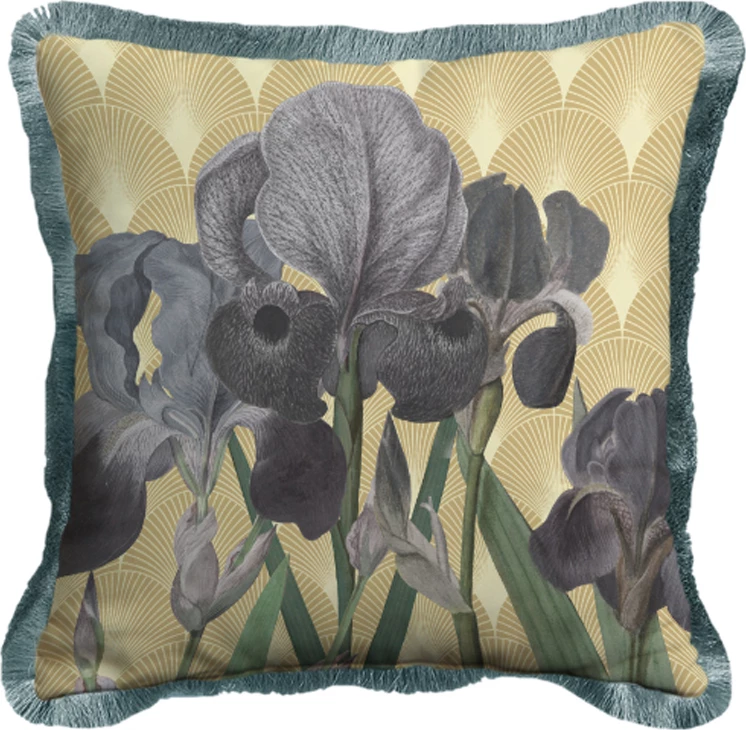 Jastëk dekorativ Fiori 2, kadife, shumëngjyrësh-gri, 45x45cm