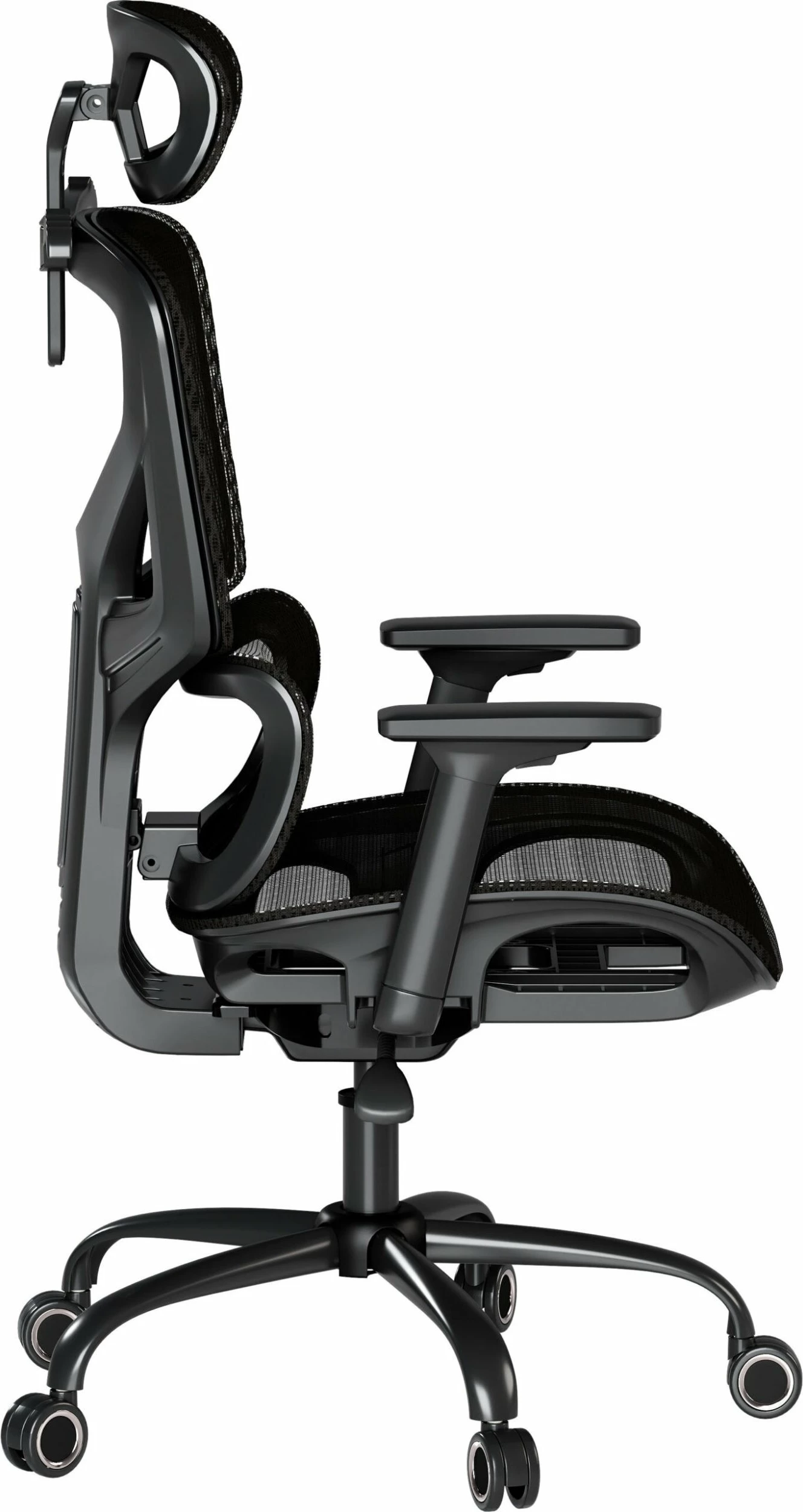 Karrige zyre ergonomike Mozos Ergo-V, rregullim 46-56 cm, rrjetë ajrosëse, mbështetëse krahu 3D, e zezë