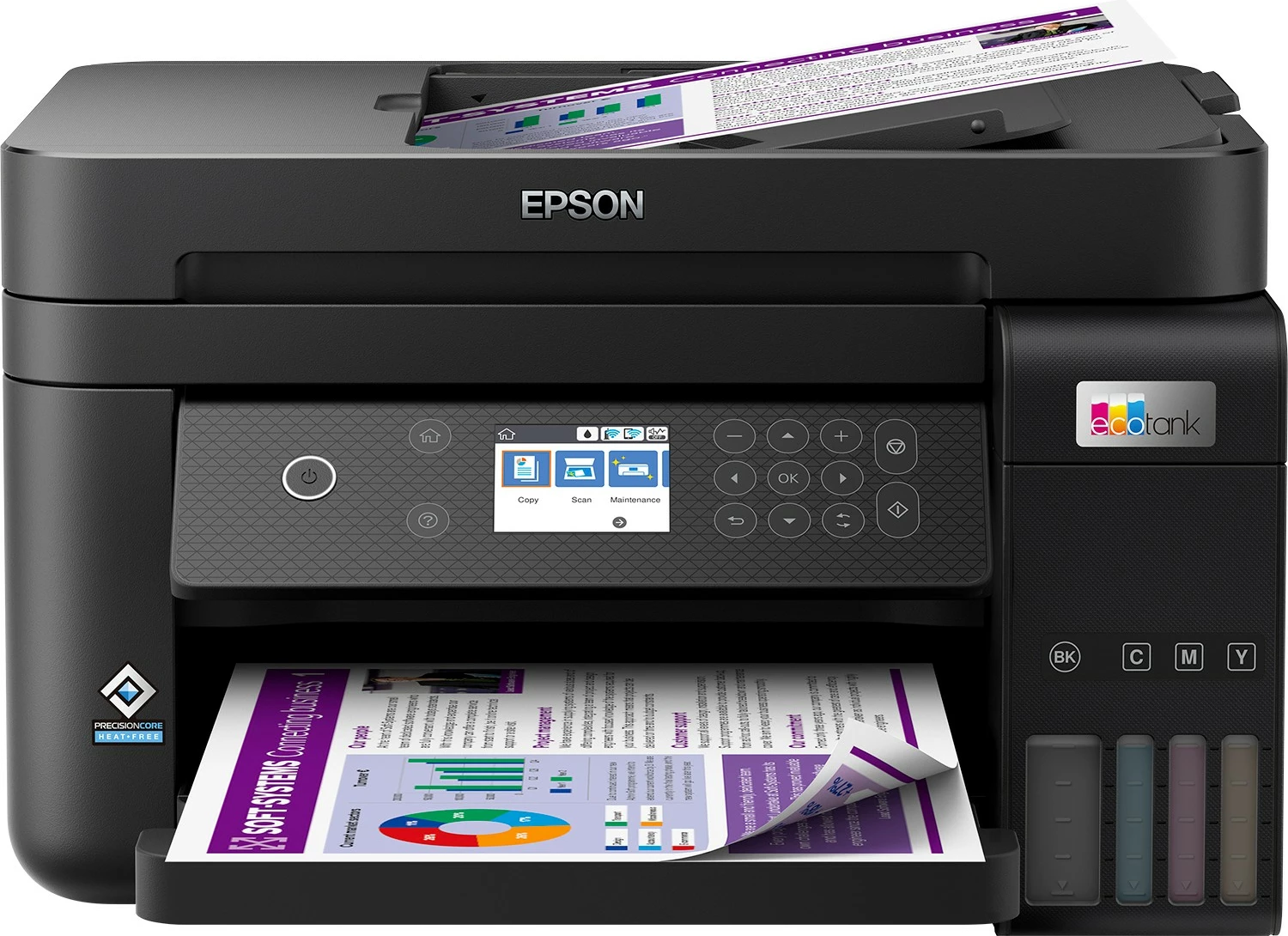 Printer multifunksional Epson EcoTank ET-3850, ngjyrë, A4, Wi-Fi, LCD, i zi