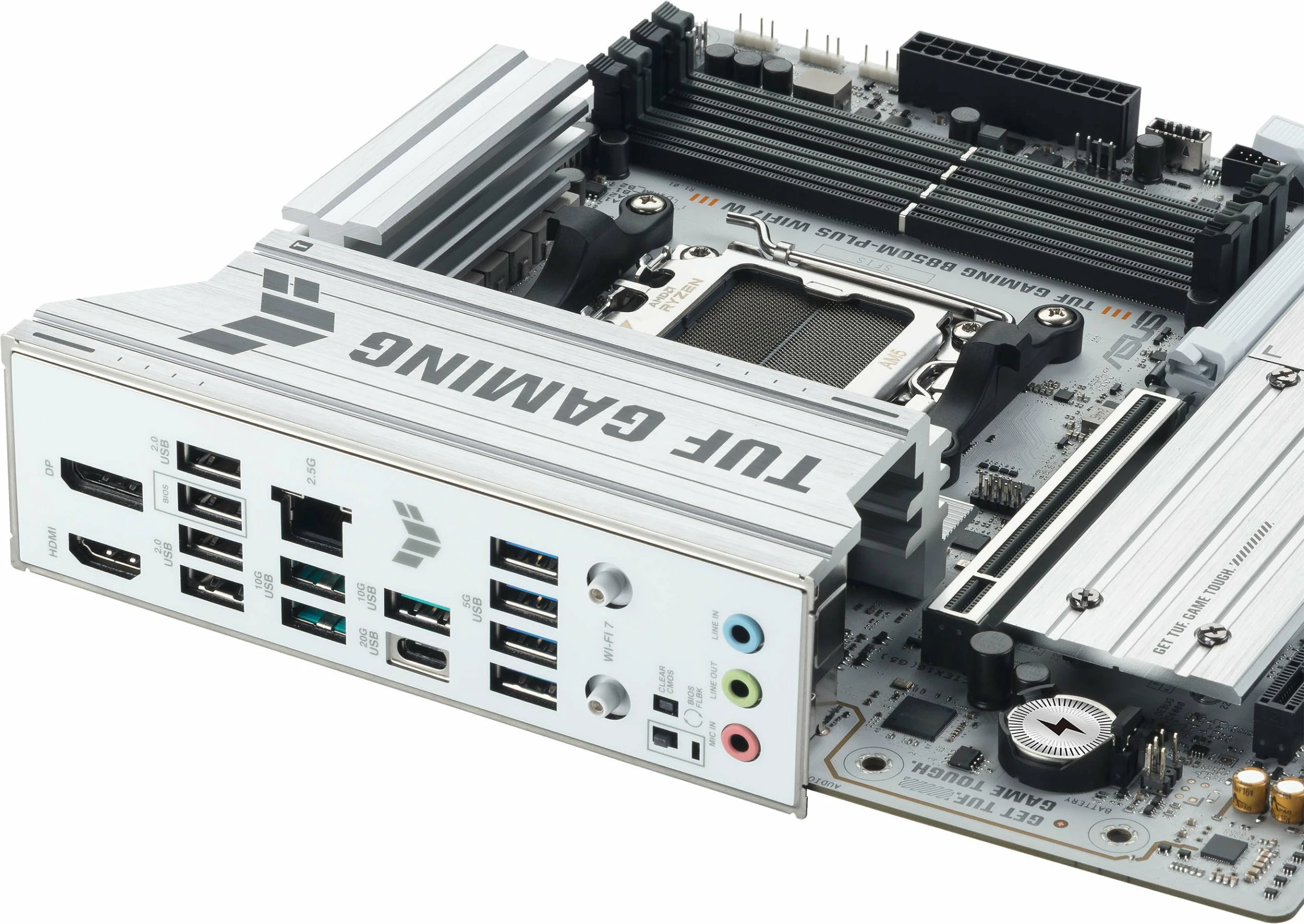 Pllakë amë Asus TUF Gaming B850M-PLUS WIFI7 W Micro ATX AM5 DDR5 256GB Wi‑Fi 7, e bardhë