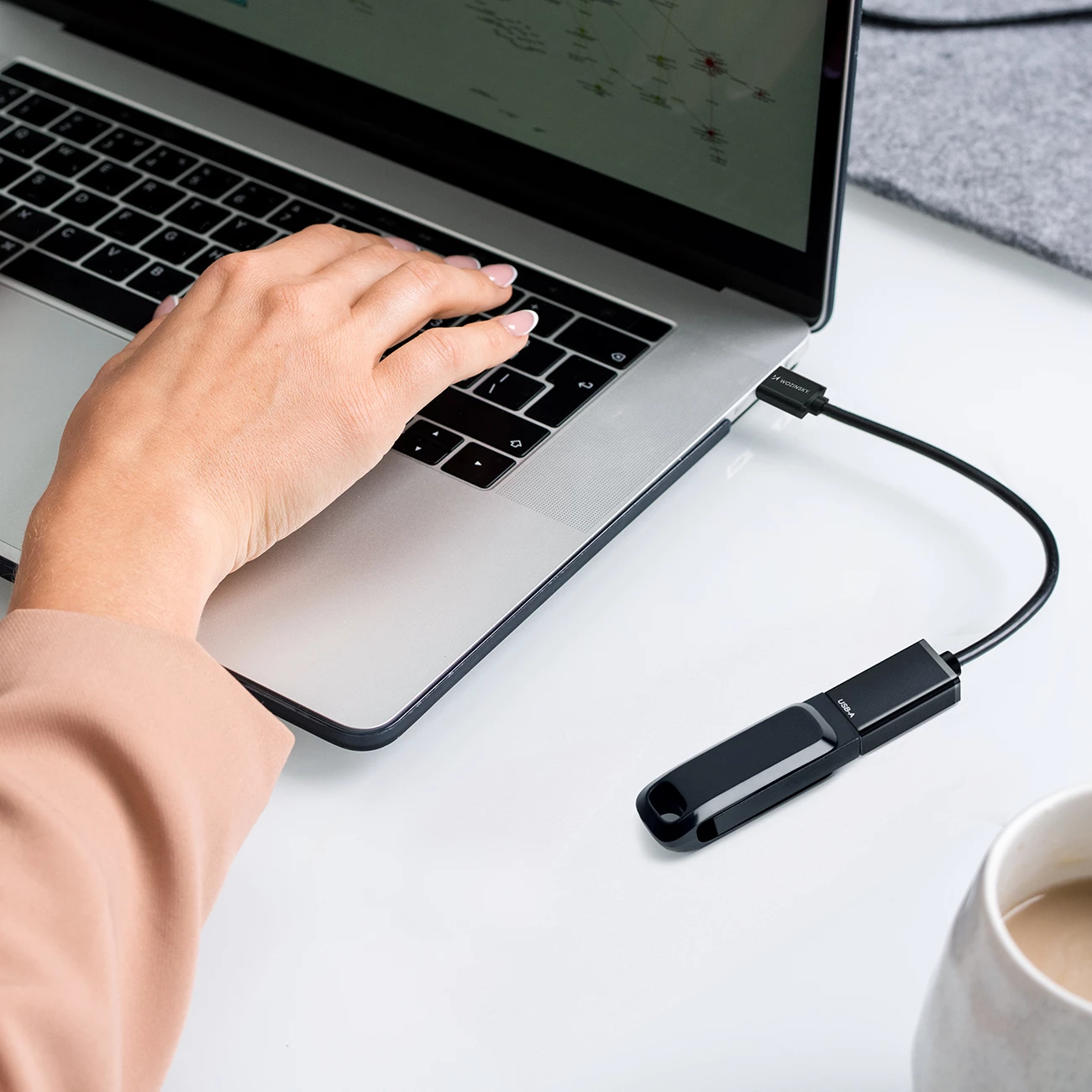 Adapter OTG Wozinsky WOTGY1S USB-C 3.0 në USB-A 3.0, 22cm, zi