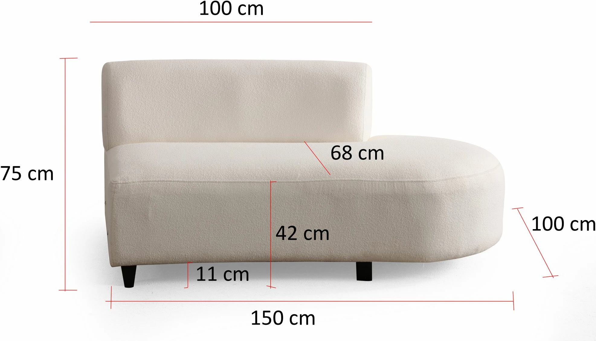 Këndare Atelier del Sofa, ngjyrë krem, U-shape, (L1 + 01 + 1R) - Corner v2